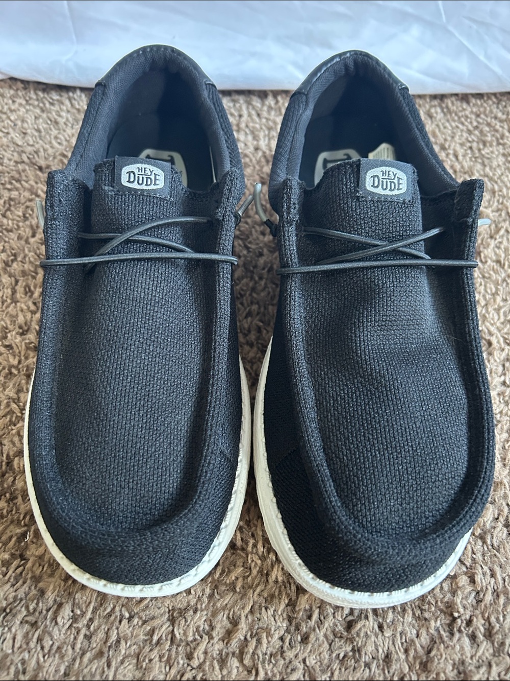 Hey Dude Black Knit Slip-On Loafers